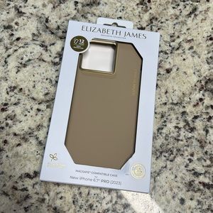 Taupe and gold Elizabeth James Silicone Case MagSafe for iPhone 15 Pro Max 6.7”